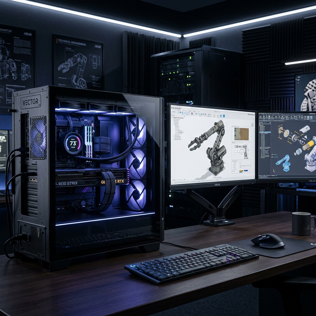 Workstation de alta performance com monitores para engenharia e 3D